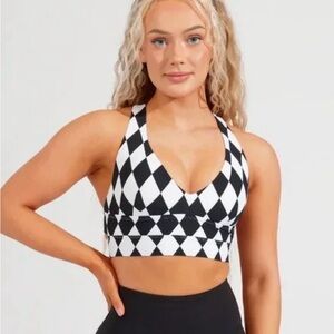 Buffbunny Black and White argyle alpha Sports Bra